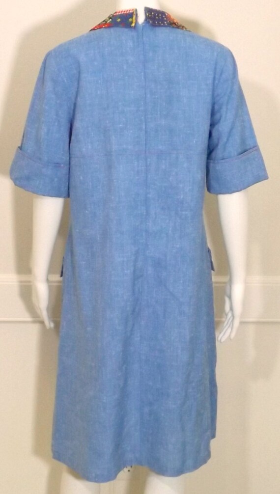 Blue Cotton Chambray Shirt Dress Large 14 16 - image 4