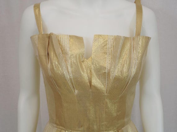 BEAUMELLE Gold Lame Party Dress Size XS 2 4 - image 3