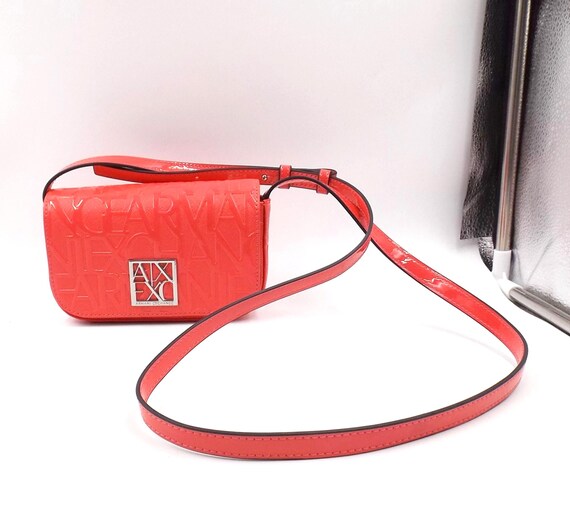 ARMANI EXCHANGE Bold Coral Pink Embossed Crossbody Bag View 2