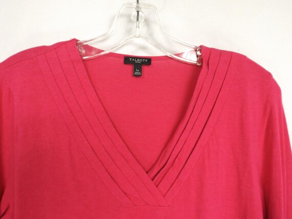 TALBOTS Soft Fuchsia Knit Pullover Top Size US La… - image 2