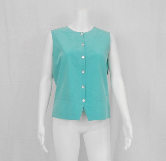 STEPHANIE ANDREWS Aquamarine Silk Vest Size M - image 2