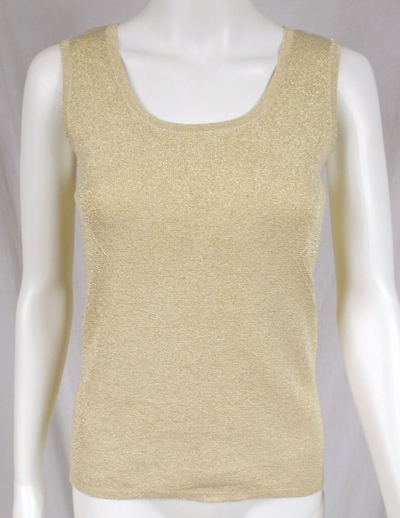 D.F.A. Silk Blend Gold Lame Sleeveless Sweater US Size Small S | Etsy