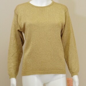 JEANNE PIERRE Gold Lame Sweater Size Small S