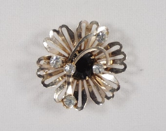Mid Century Strass Bloem Broche