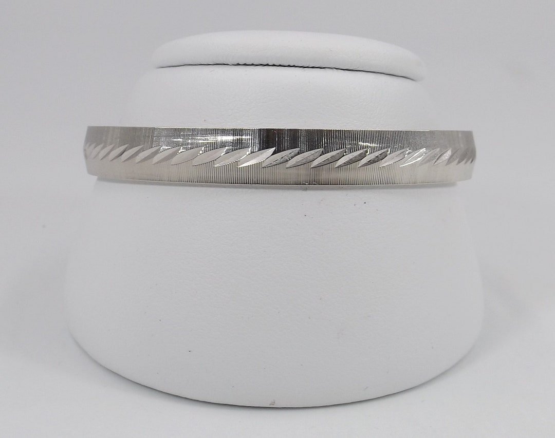 MONET Textured and Engraved Silver Tone Bangle Bracelet Etsy