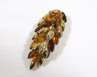 ALICE CAVINESS 3-D Leaf in Amber, Golden Topaz, and Gold