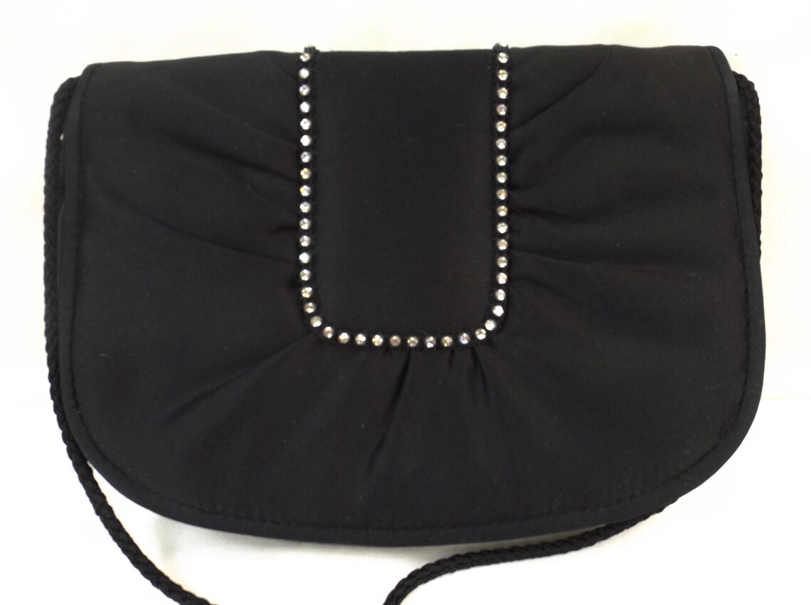 ASPECTS Black Satin and Rhinestone Purse Etsy