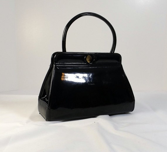 NETTIE ROSENSTEIN Black Patent Leather Handbag