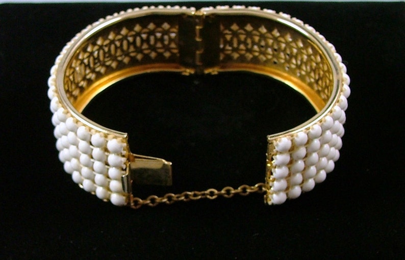 White on Gold Clamper Bracelet image 3