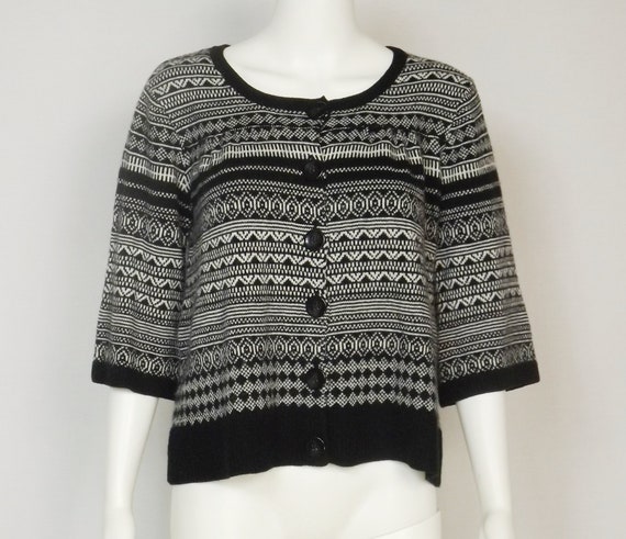 STYLE & CO. Black and White Cardigan U S Size P L Petite Large View 6