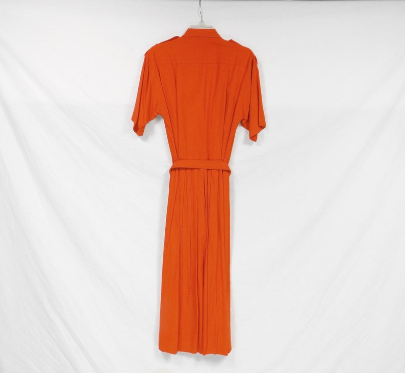 ARGENTI 100% Noil Silk Orange Shirt Dress Size 6 image 2