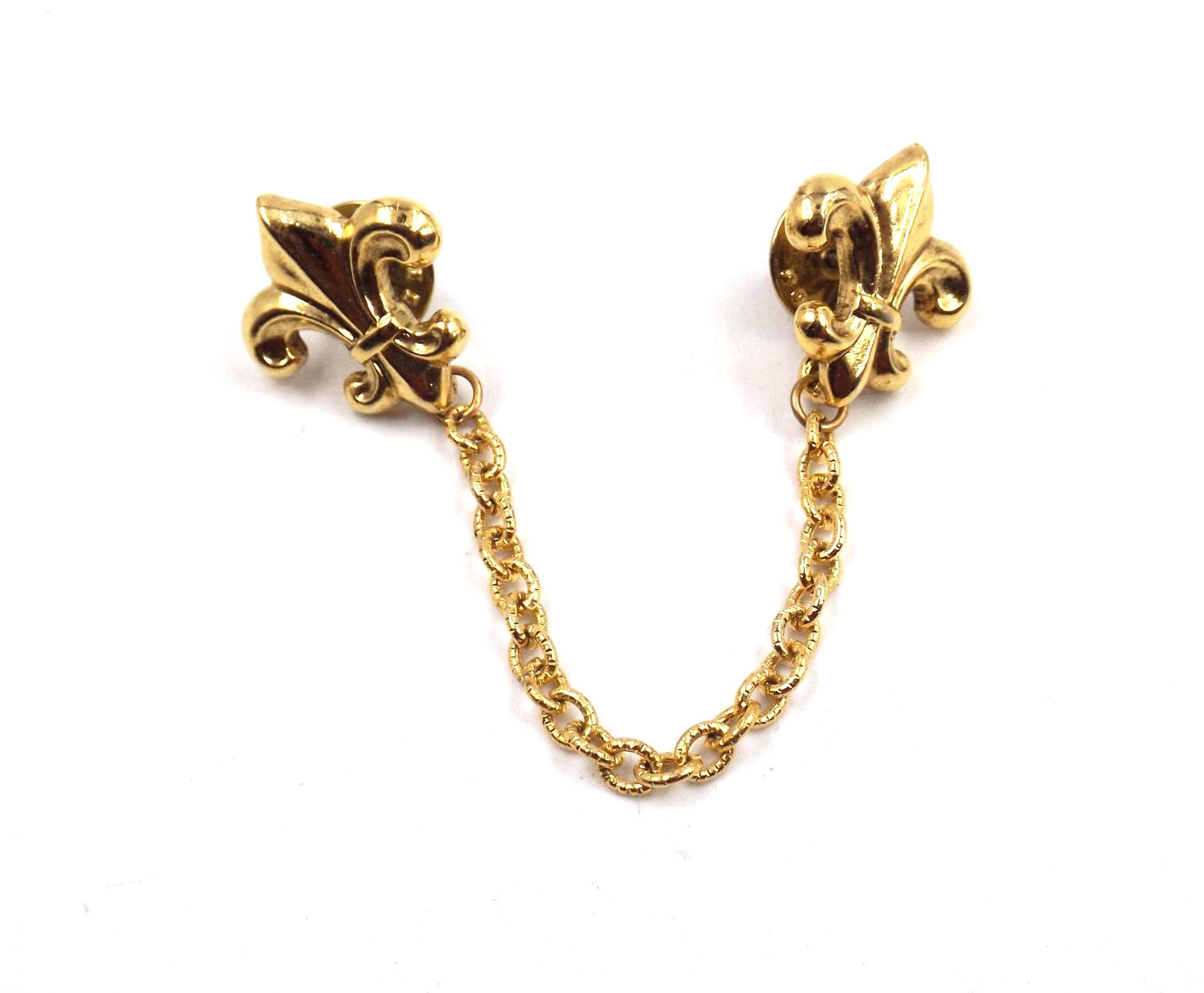 Fleur De Lis Chatelaine Brooch, Double Brooch, Sweater Clip - Etsy