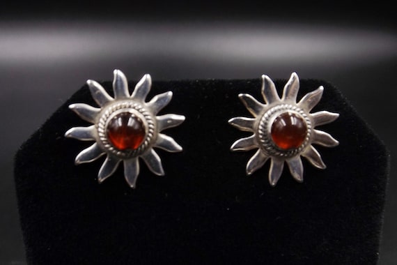 Sterling Silver 925 Sunburst Post Earrings