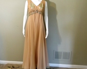 Nude Chiffon Abendkleid mit Kurzjacke Gr. 38