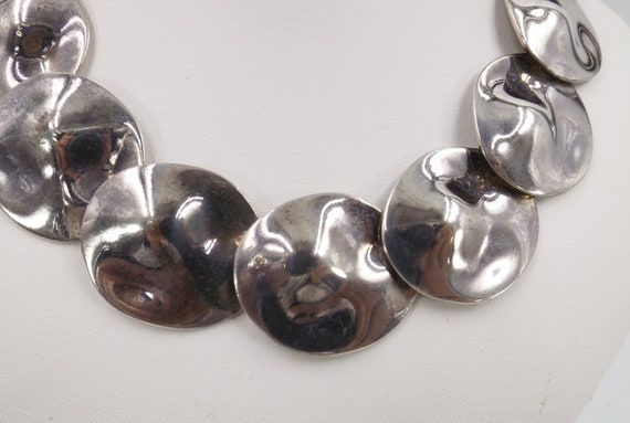 Wearable Art - Modernist Disc Silver Necklace - image 3