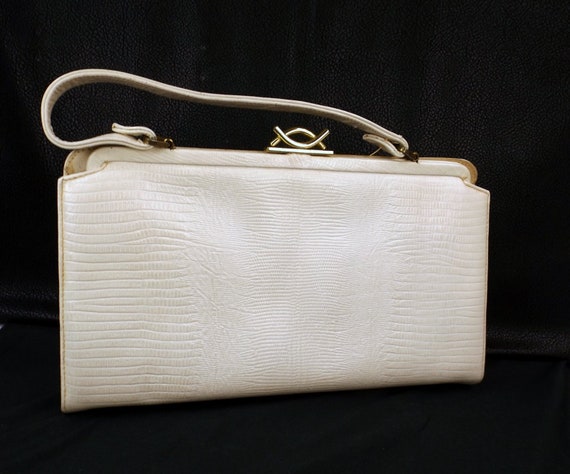 Faux Lizard Leather Handbag - image 2