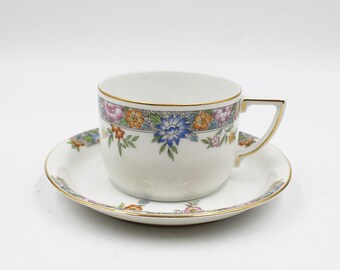 ca. Platte kop en schotelset HUTSCHENREUTHER Selb Vernon-patroon 1920-65