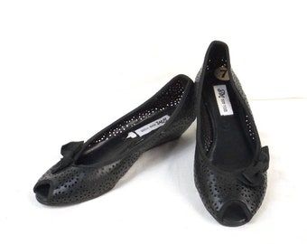 Black Peep Toe Wedge - Etsy