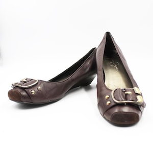 Brown Leather Wedge Heel Pumps US Size 8M ?