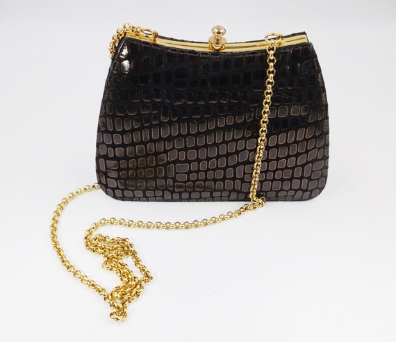 LISETTE LTD Moc Croc Patent Leather Shoulder Bag - image 1