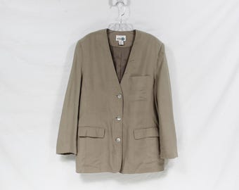 Paul Harris Design (PHD) 100% Taupe Seide Blazer US Size L