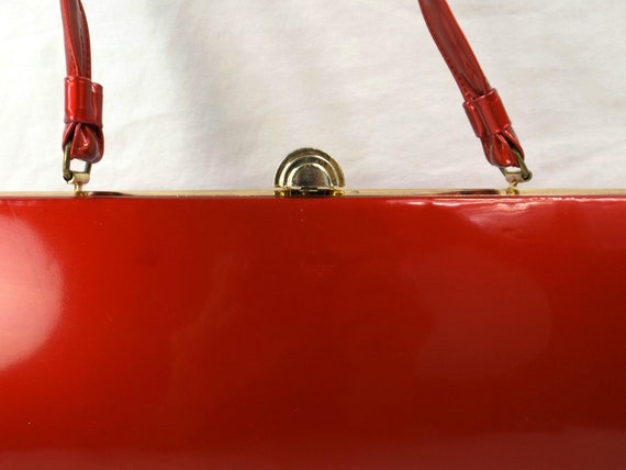 1960's Metallic Red Patent Leather Handbag - image 3