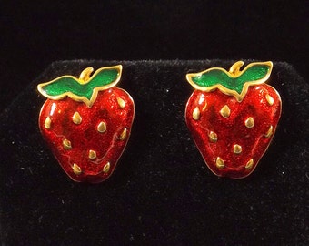 Guilloche Strawberry Post Earrings