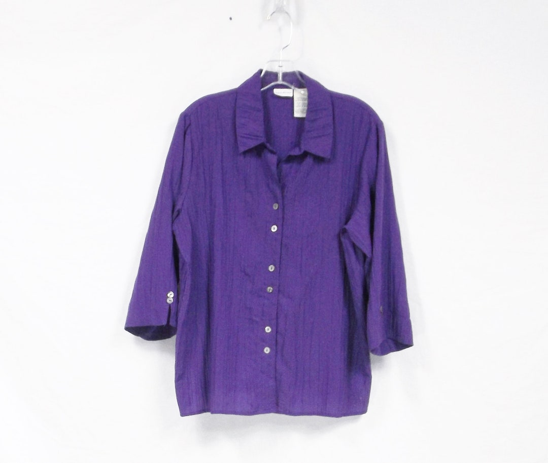 WHITE STAG Purple Pleated Top US Size Large L - Etsy