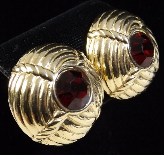 CINER Ruby Red Clip On Earrings - image 3