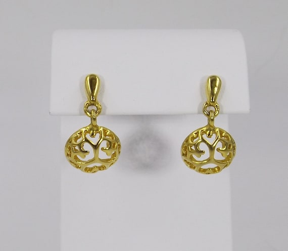 Gold Tone Openwork Dangle Earrings - image 1