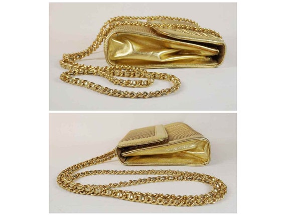 WHITING and DAVIS Gold Metal Mesh Shoulder Bag Cl… - image 3