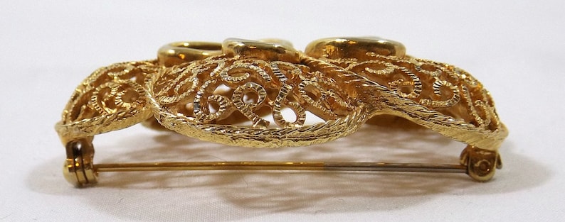 Gold Tone Filigree Brooch