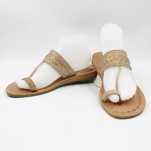 Embroidered T-Strap Sandals US Size 8