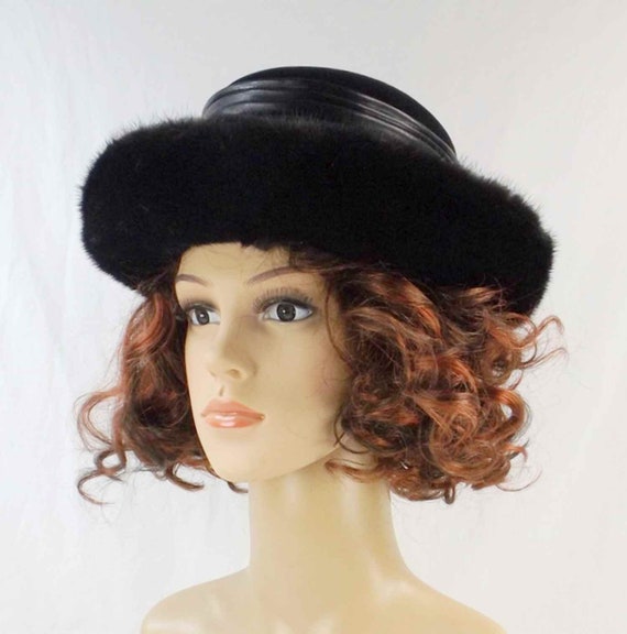 Black Velvet and Mink Breton Hat - image 1