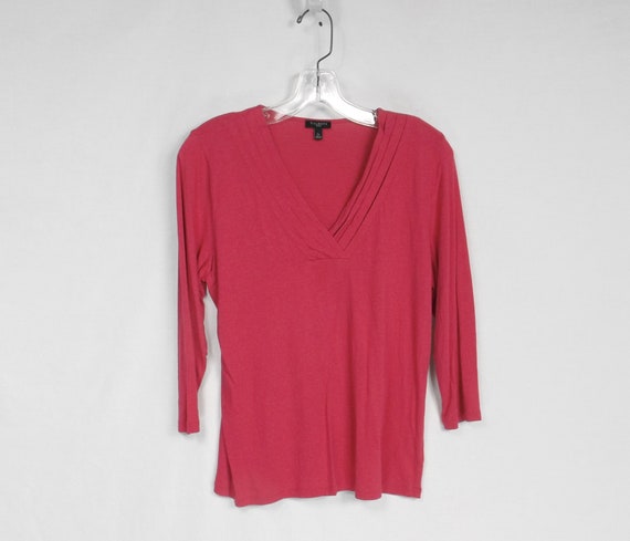 TALBOTS Soft Fuchsia Knit Pullover Top Size US La… - image 1