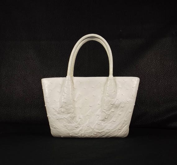 NETTIE ROSENSTEIN White Ostrich Handbag