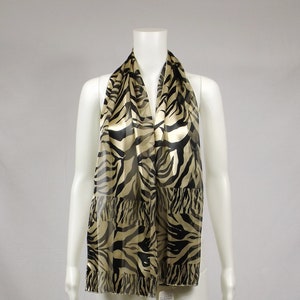 Sheer Chiffon and Satin Tiger Stripes Long Scarf