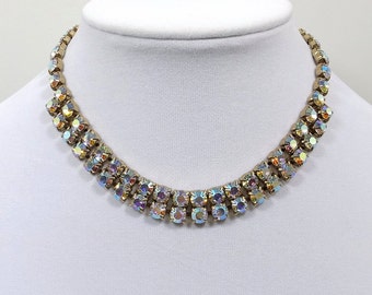 Clear Crystal Aurora Borealis Choker Necklace