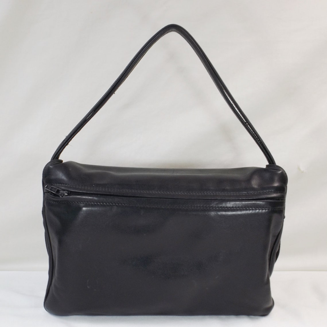 ENNY Italian Black Leather Handbag Etsy