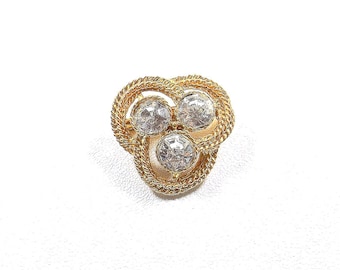 Gold Tone Brooch with Extra Large Rhinestones