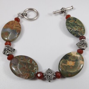 Jasper and Carnelian Gemstone Bracelet