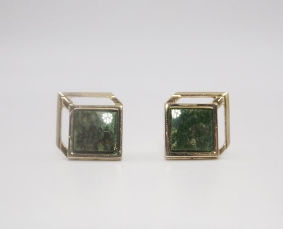 SWANK Jade Cabochon Cuff Links - image 1