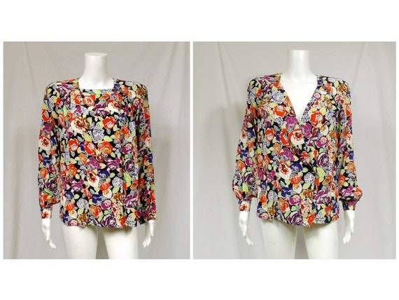 BETTY HANSON Floral Print Silk Blouse or Blazer US Size 8 | Etsy