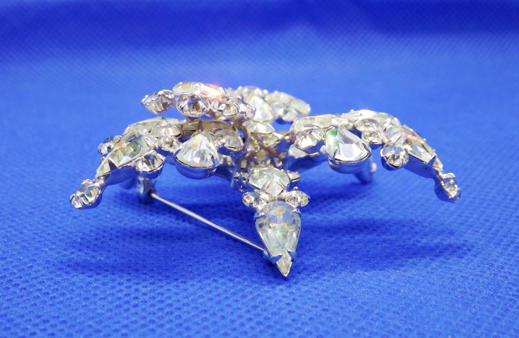 ELSA SCHIAPARELLI Rare Rhinestone Orchid Brooch Very 3-D - Etsy display picture 1