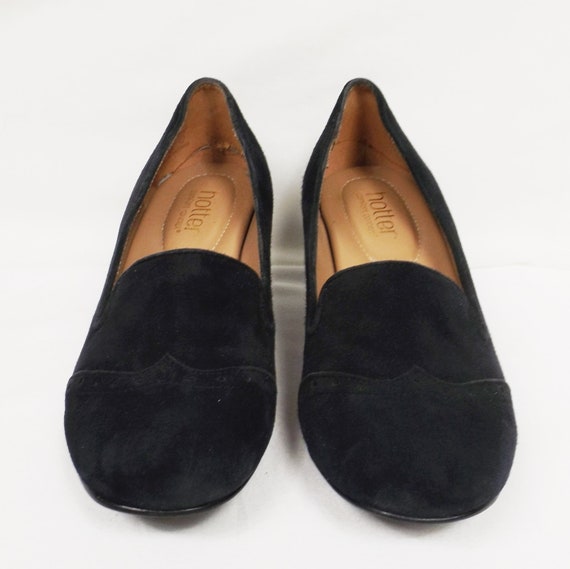 HOTTER 1940s Style Black Suede Leather Pumps UK S… - image 4