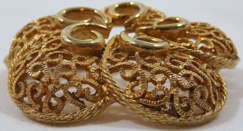 Gold Tone Filigree Brooch