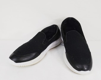 BASS Black Leather and Fabric Slip On Shoes US Size 6 M