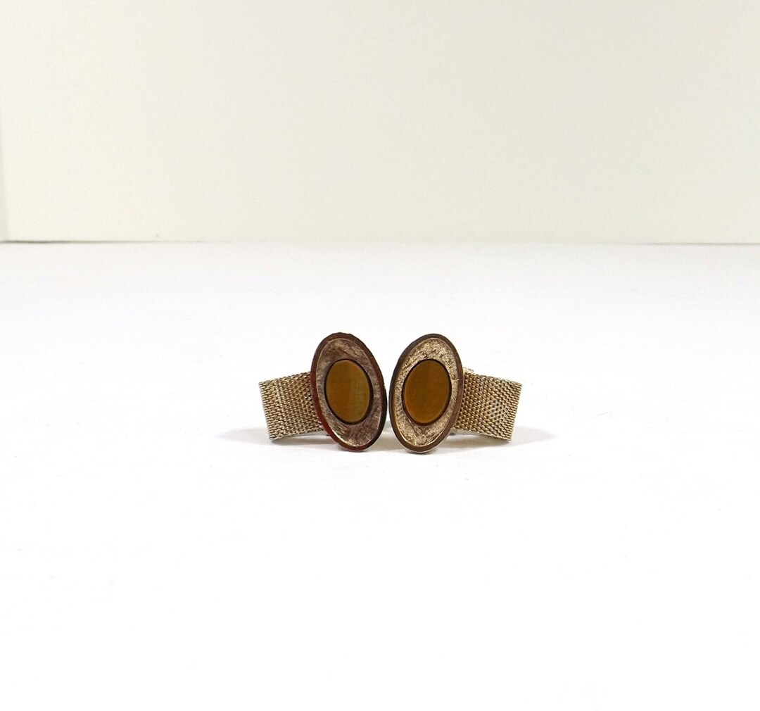 Boutons De Manchette Vintage Dante - Motif Pastèque Vert Et Rose - Dorés