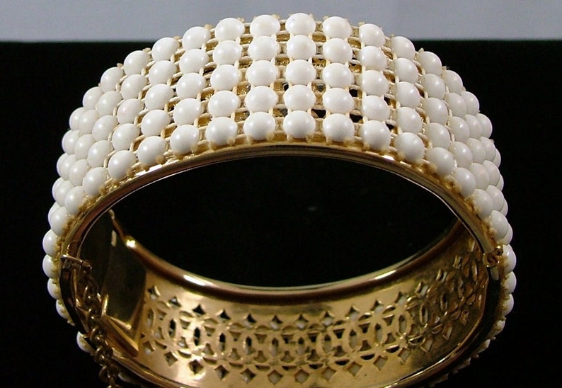 White on Gold Clamper Bracelet image 4