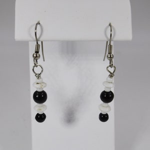 Upcycled Black and White Glass Bead Dangles